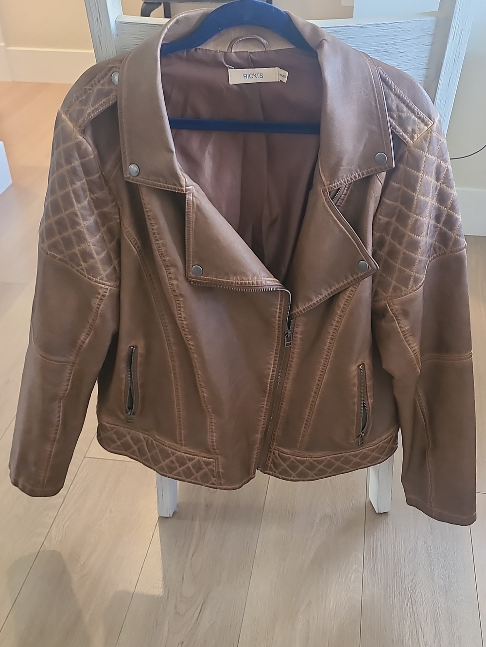 Ricki's Chestnut Brown Quilted Faux Leather Moto Jacket